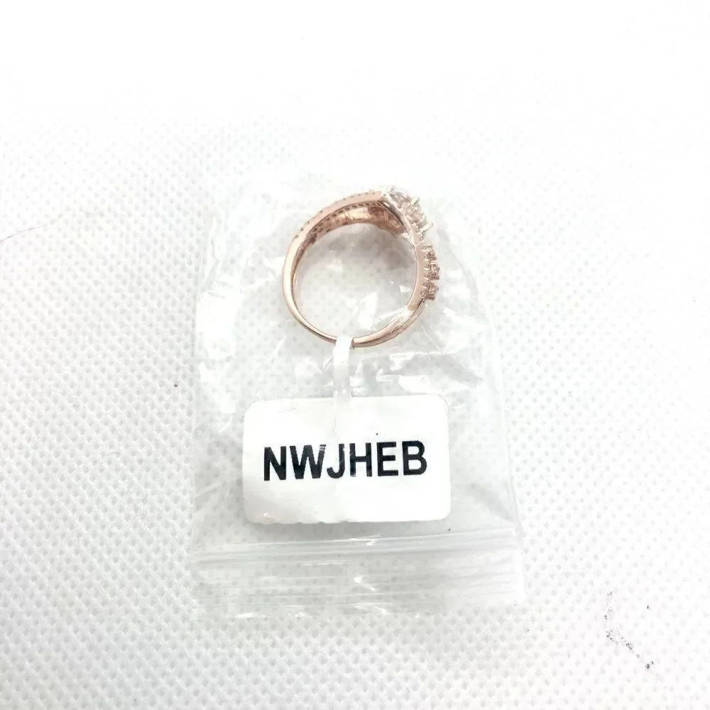 SIZE 7 925 Rose Gold Plated Snowflake Wishbone Ring